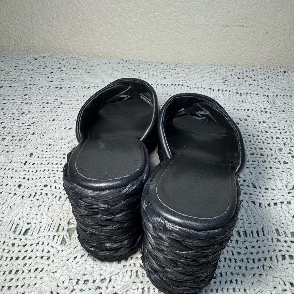 Vince Black Leather Wedges *Gilian Espadrille Wedges* Size 8.5 - Picture 7 of 7